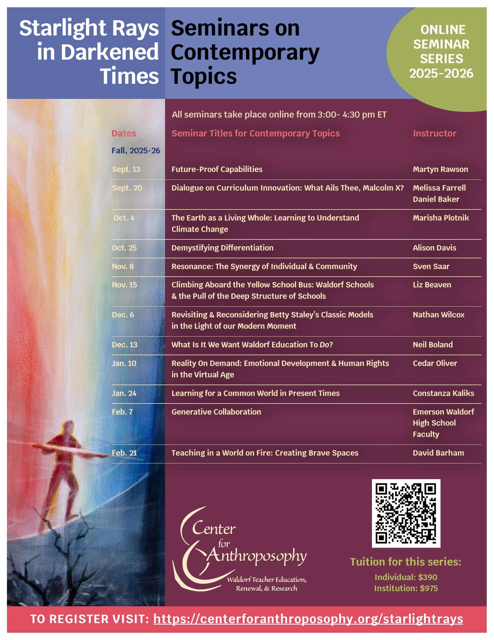 high_school_online_series_page1 Flyer for Center for Anthroposophy course Starlight Rays in Darkened Times: Seminars on Contemporary Topics