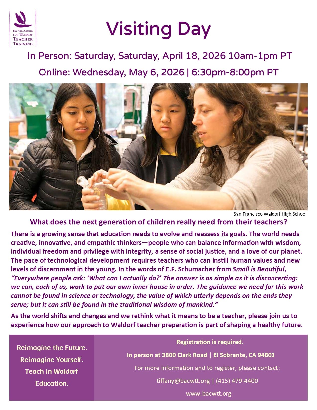 Online Visiting Day, Bay Area Center for Waldorf Teacher Training